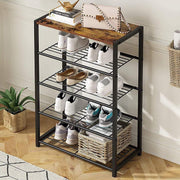 Lukzer 4-tier Metal & Wooden Multipurpose Storage Organiser Rack (Black)