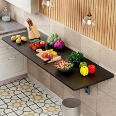 Lukzer Multi-purpose Engineered Wood Wall Mounted Foldable Rack Table (MT-001/Black)