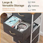 Lukzer 4-Drawer Fabric Storage Organizer for Closet (MMR-002/White & Oak Brown)