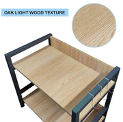 Lukzer 2-Tier Multipurpose Metal & Wood Kitchen Storage Rack (MKR-002/Oak Light with Black)