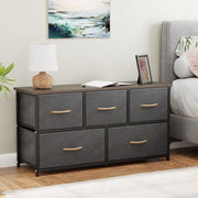 Lukzer 5-Drawer Fabric Storage Organizer for Closet (MMR-003/Black & Wenge)