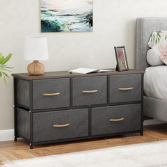 Lukzer 5-Drawer Fabric Storage Organizer for Closet (MMR-003/Black & Wenge)