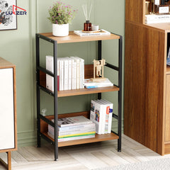 Lukzer 3-Tier Wooden Bedside Table for Bedroom & Multipurpose Open Storage Shelf (MMR-006-Black & Oak Brown)