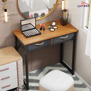 Lukzer Metal Frame & Engineered Wood Office & Study Computer Desk with Drawer (STM-006/Black & Oak Brown)