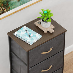 Lukzer 4-Drawer Fabric Storage Organizer for Closet (MMR-002/Black & Wenge)