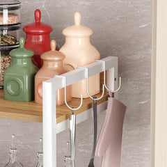 Lukzer 5-Tier Multipurpose Metal & Wood Kitchen Storage Rack (MKR-005/Oak Light with White)