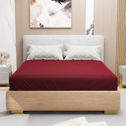 Lukzer Terry Cotton Waterproof Mattress Protector Maroon (MTP-MAR-001)