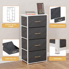 Lukzer 4-Drawer Fabric Storage Organizer for Closet (MMR-002/White & White)