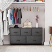 Lukzer 5-Drawer Fabric Storage Organizer for Closet (MMR-003/Black & Wenge)