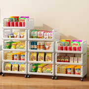 Lukzer 4-Tier Multipurpose Detachable Kitchen Storage Rack with Wheels (PMR-002/White)
