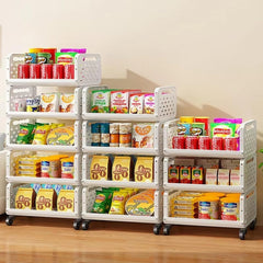 Lukzer 4-Tier Multipurpose Detachable Kitchen Storage Rack with Wheels (PMR-002/White)