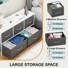 Lukzer 5-Drawer Fabric Storage Organizer for Closet (MMR-003/White & White)