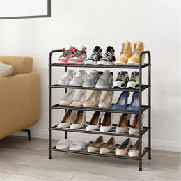 Lukzer Metal 5 Layer Shoe Rack Organizer (Black)