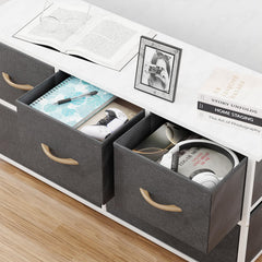 Lukzer 5-Drawer Fabric Storage Organizer for Closet (MMR-003/White & White)