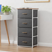 Lukzer 4-Drawer Fabric Storage Organizer for Closet (MMR-002/White & Oak Brown)