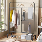 Lukzer Metal Garment Stand with Multi-Level Hanging Bars (MGS-005/Black)