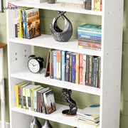 Lukzer Engineered Wood 6 Tier Bookcase Open Storage Cabinet (MR-007/White)