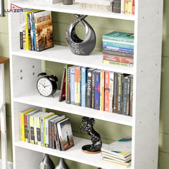 Lukzer Engineered Wood 6 Tier Bookcase Open Storage Cabinet (MR-007/White)
