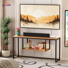 Lukzer TV Unit Stand for TVs up to 43 Inch Engineered Wood with Metal (MTU-002/Black & Oak Brown)