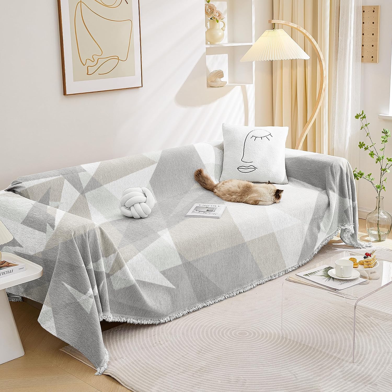 Chenille Throw Blanket (White Poly Prism)