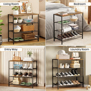 Lukzer 3-tier Metal & Wooden Multipurpose Storage Organiser Rack (Black)