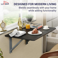 Lukzer Multi-purpose Engineered Wood Wall Mounted Foldable Rack Table (MT-002/Black)