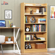 Lukzer Engineered Wood 6 Tier Bookcase Open Storage Cabinet (MR-007/Oak Light )