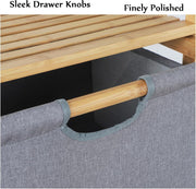 Lukzer 3 Layer Vertical Bamboo Storage Shelf with Removable Fabric Drawers (Grey/CH-011)