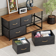 Lukzer 5-Drawer Fabric Storage Organizer for Closet (MMR-003/Black & Oak Brown)