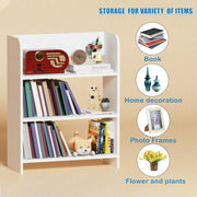 Lukzer 3‑Layer Rounded Edges Engineered Wood Open Rack Cabinet Bookshelf (MR‑016/White)