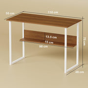 Lukzer Engineered Wood Office & Study Table with Open Bookshelf & Organiser (MST-005/Oak Brown)