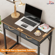 Lukzer Metal & Engineered Wood Office & Study Computer Desk with Drawer (STM-006/Black & Wenge)