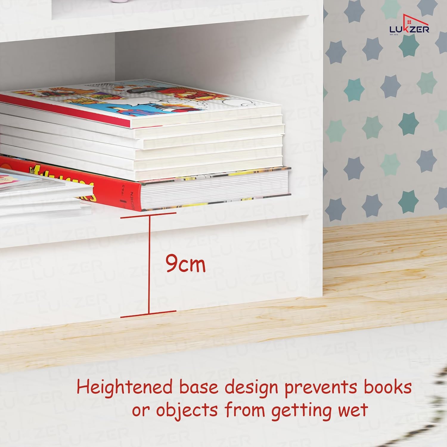 Lukzer Multipurpose 7-Section Storage Rack with 4 Shelves Bookcase Unit (MR-008/White)