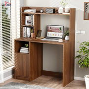 Lukzer Engineered Wood Office Desk & Study Table with Bookshelf & Cabinet (ST-009/Oak Brown)