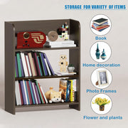 Lukzer 3‑Layer Rounded Edges Engineered Wood Open Rack Cabinet Bookshelf (MR‑016/Wenge)