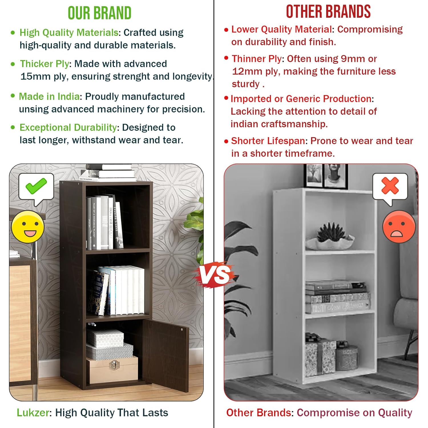 Lukzer 3 Layer Engineered Wood Storage Cabinet with Open Display Rack (MR-022/Wenge)