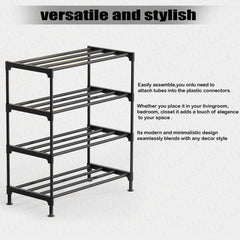 Lukzer Easy DIY Metal & Plastic Bookshelf/Storage Organizer – Black & Silver (3/4/5/6 Layers)