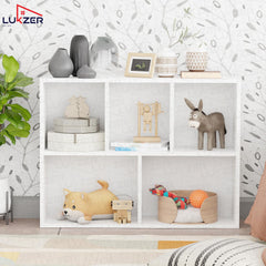 Lukzer Engineered Wood 5 Shelves Open Cabinet Bookshelf & Storage Organiser (MR-026/White)
