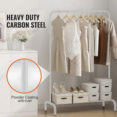 Lukzer Freestanding Metal Cloth Stand with Storage Shelf (MGS-001/White)
