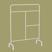 Lukzer MGS-005 White Metal Garment Stand with Bottom Shelf | Heavy-Duty Clothes Rack