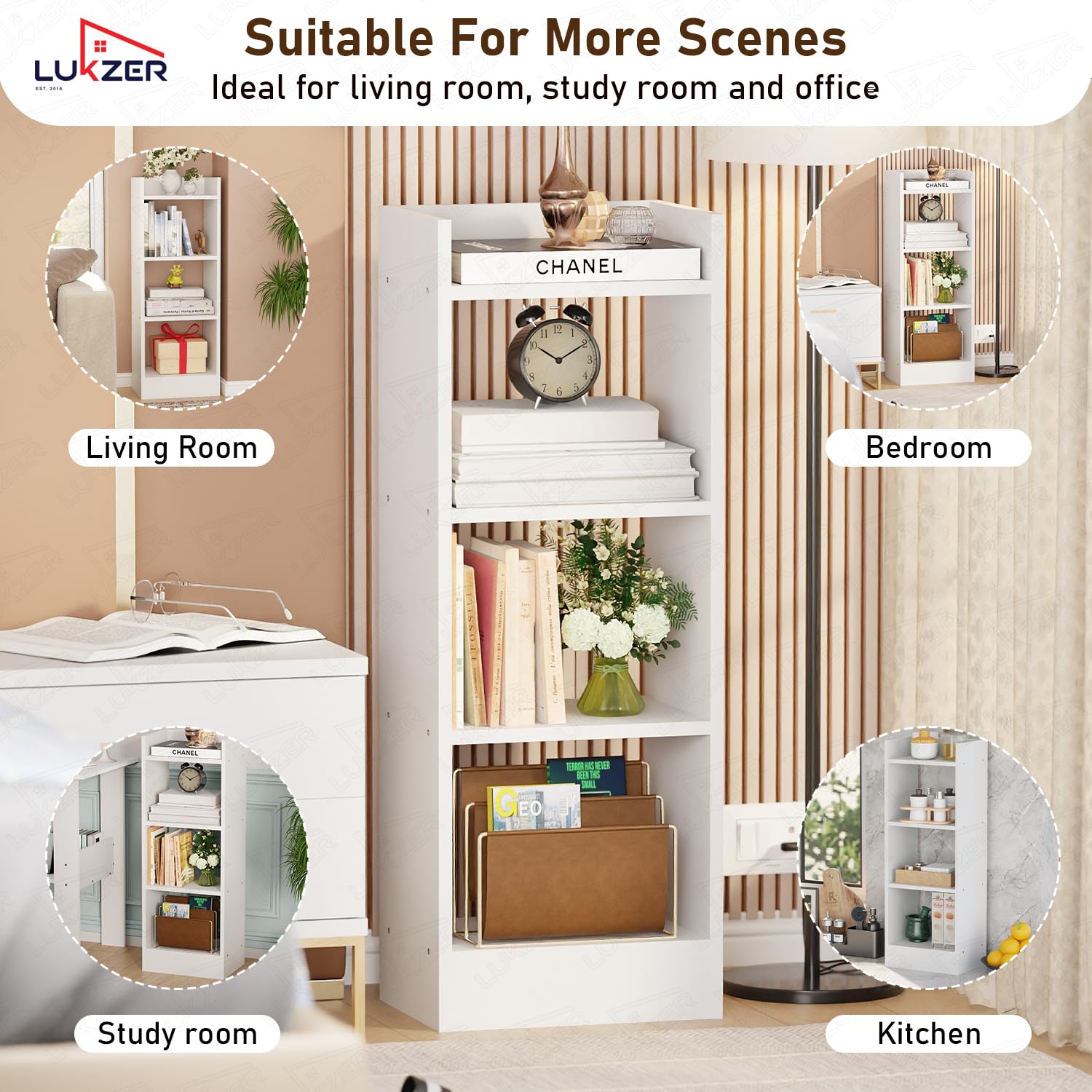 Lukzer 3 Layer Engineered Wood Multipurpose Rack Bookshelf Organizer Stand (MR-010/White)