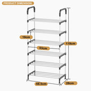 Lukzer Dual-Material Shoe Rack – Silver & Black, 3/4/5/6-Layer Storage Organizer