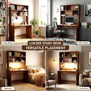 Lukzer Multi-Purpose Engineered Wood Study & Computer Desk with Bookshelf (ST-008/Oak Brown)