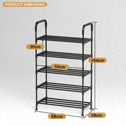Lukzer Dual-Material Shoe Rack – Black, 3/4/5/6-Layer Storage Organizer