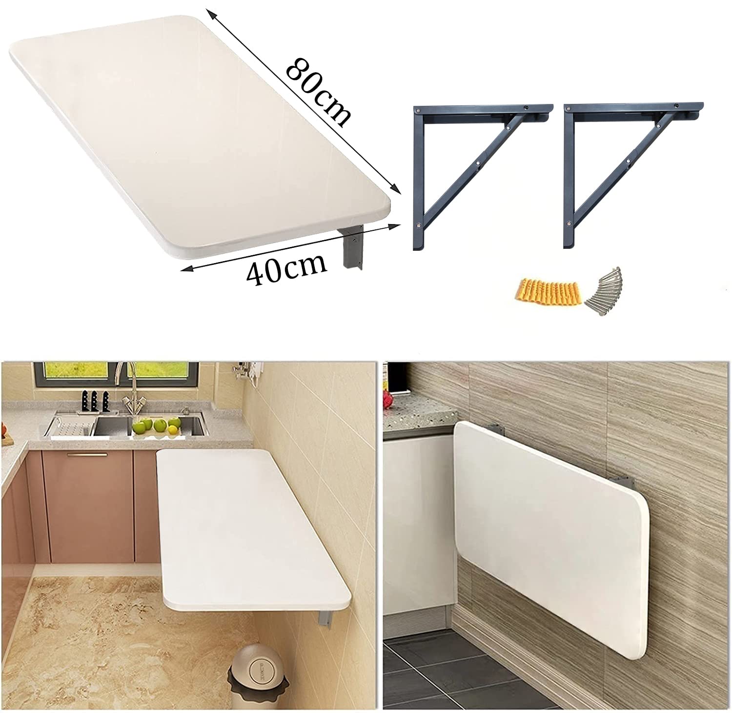 Lukzer Multi-purpose Engineered Wood Wall Mounted Foldable Rack Table (MT-002/White)