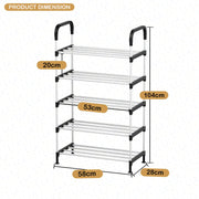 Lukzer Dual-Material Shoe Rack – Silver & Black, 3/4/5/6-Layer Storage Organizer