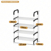 Lukzer Dual-Material Shoe Rack – Silver & Black, 3/4/5/6-Layer Storage Organizer