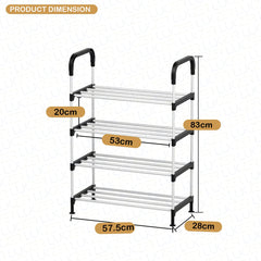 Lukzer Dual-Material Shoe Rack – Silver & Black, 3/4/5/6-Layer Storage Organizer