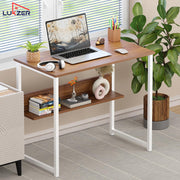 Lukzer Engineered Wood Office & Study Table with Open Bookshelf & Organiser (MST-004/Oak Brown)