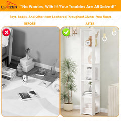 Lukzer Engineered Wood Multipurpose Bookshelf & Storage Organiser (MR-019/White)